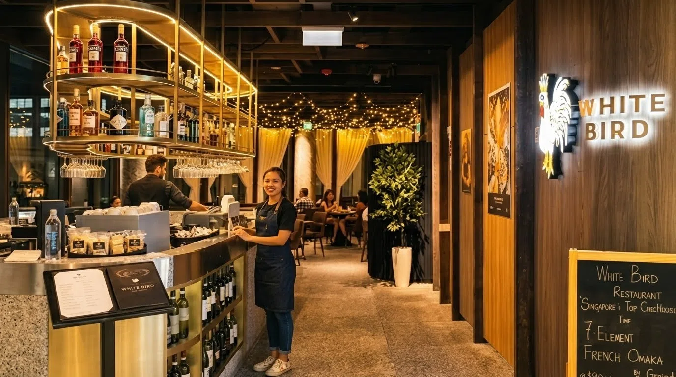 开在市区办公楼内的法式餐馆White Bird走亲民路线，装潢与服务皆不失质感。（餐馆提供）