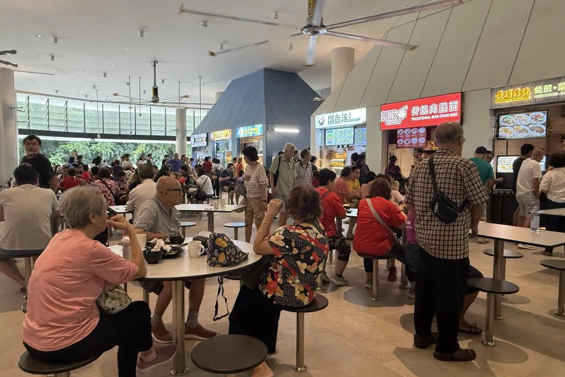 政府宣布拨款高达10亿元，在未来二三十年内翻新和重建部分小贩中心，并兴建多五座小贩中心，为公众提供平价食物。图为新开幕的榜鹅海岸小贩中心。（档案照片）