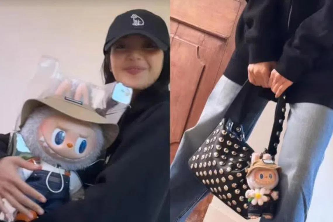 韩团BLACKPINK的Lisa早前也在社交媒体上晒出她所收藏的Labubu盲盒。