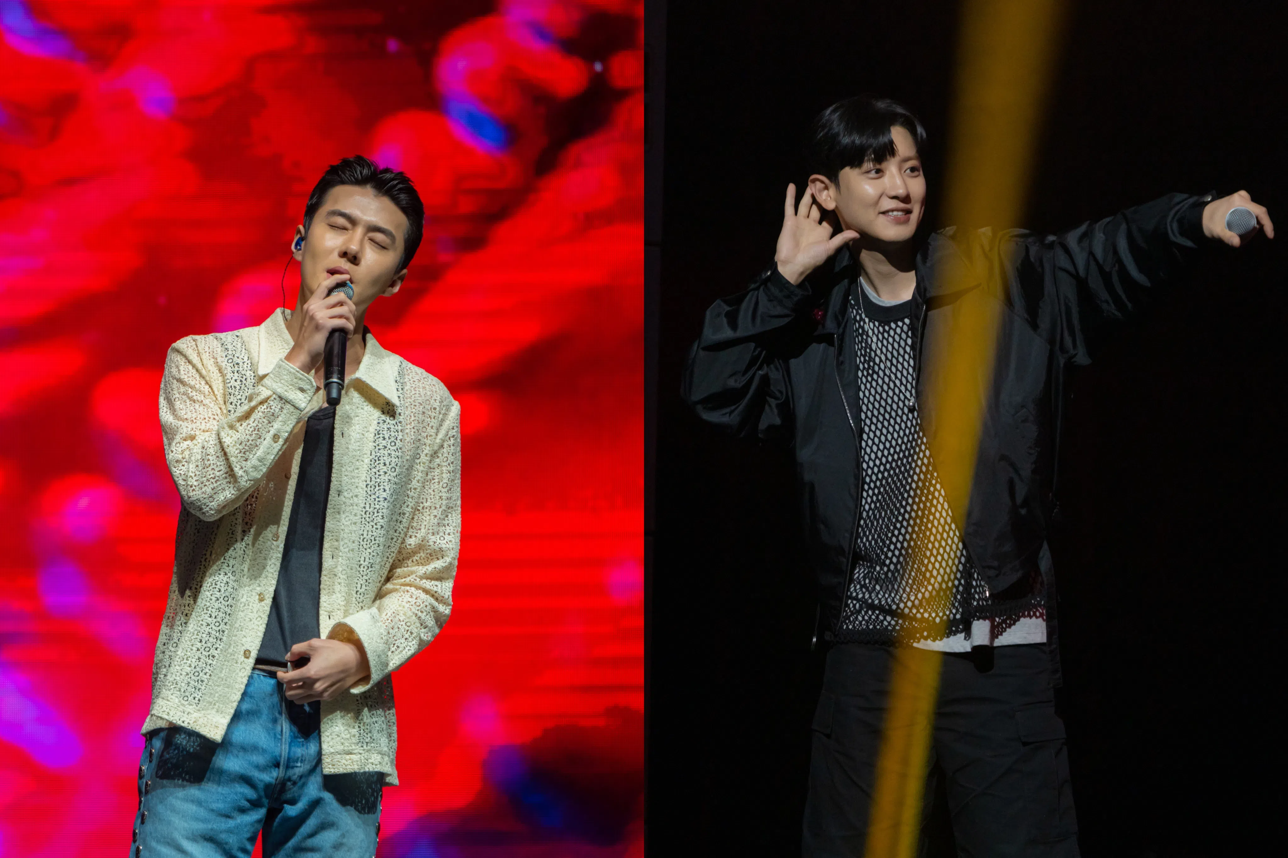 为粉丝们表演的EXO-SC成员世勋和灿烈。（iMeSG提供）