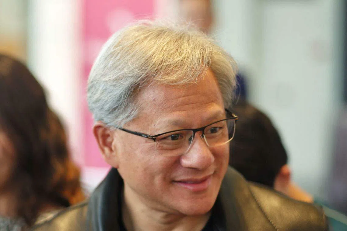 英伟达首席执行官黄仁勋6月有可能访华。（法新社）
