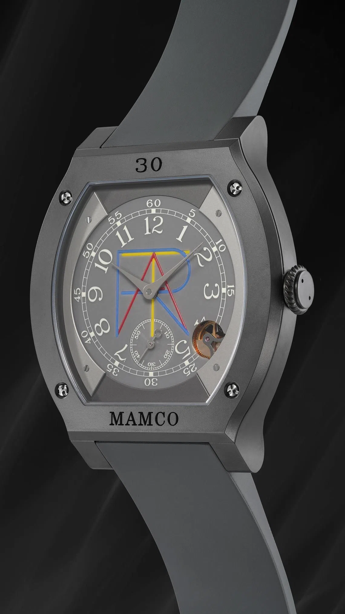 尊纳Élégante 48毫米Titalyt腕表，为纪念日内瓦现代与当代艺术博物馆成立30周年特别设计。（尊纳提供）