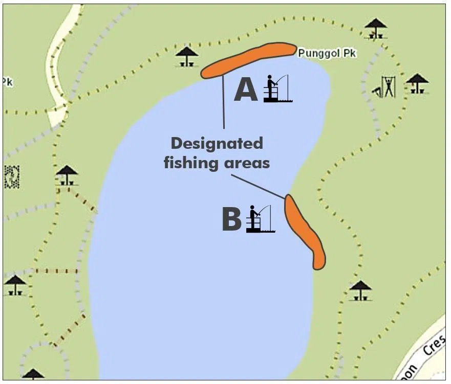 榜鹅公园指定钓鱼区。（取自公园局网站）