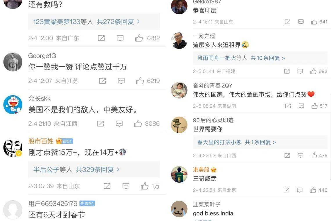 美国驻华使馆的留言数量一度超过16万条（图左），但目前已经被删除。网民转而涌向印度使馆微博留言（图右），表达不满。（互联网截图）