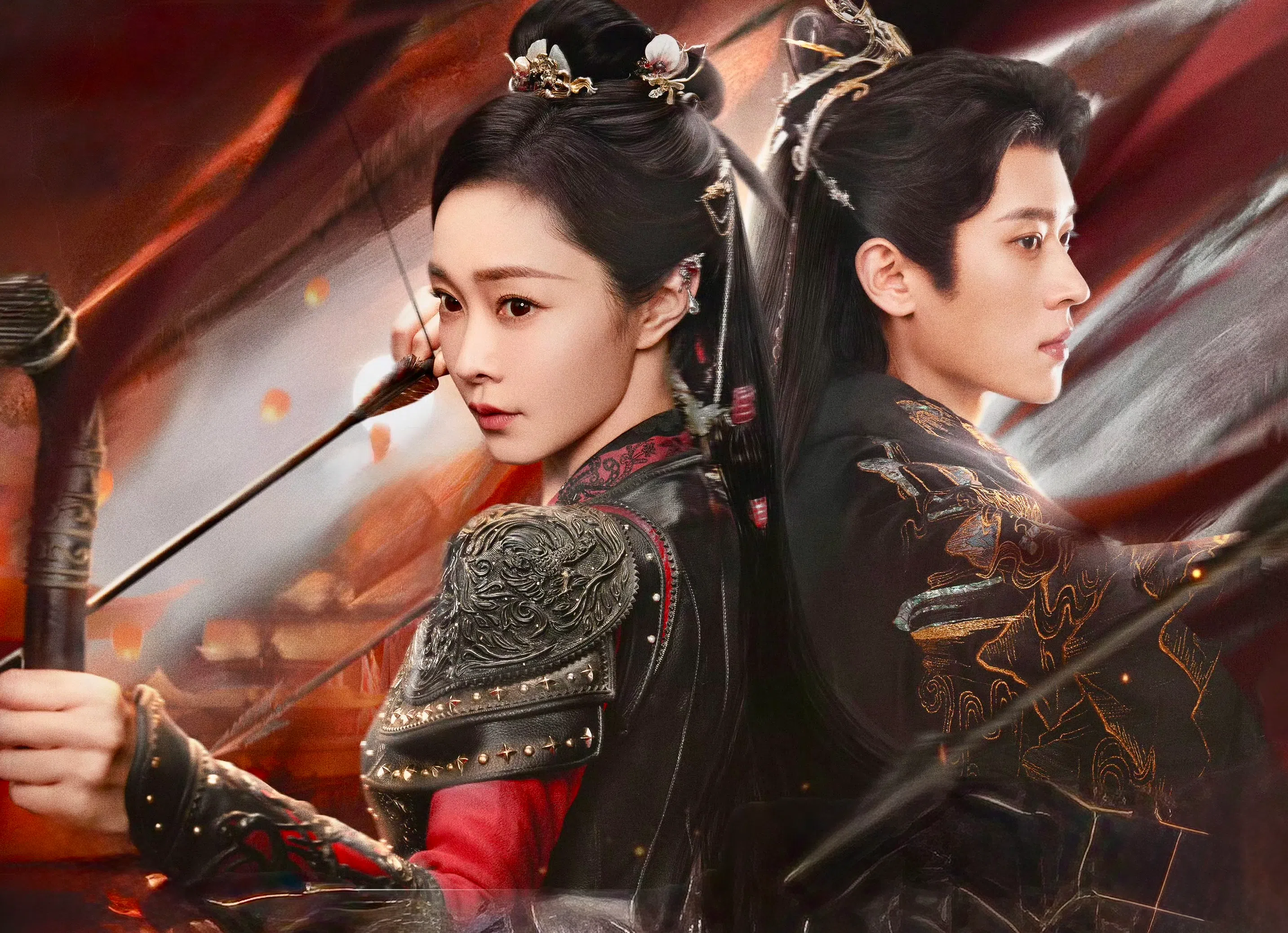 《与晋长安》由宋轶（左）和丞磊主演，讲述是女将军黎霜和敌国世子晋安相爱相杀的故事。（取自剧集微博）