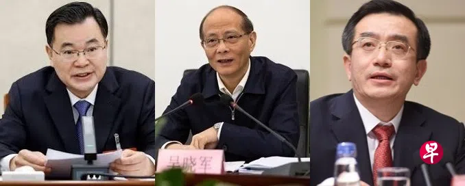 中国西藏、甘肃和青海三地中共党委书记同步调整。胡昌升(左)由甘肃转任西藏自治区党委书记,吴晓军(中)由青海转任甘肃省委书记,青海省长罗东川(右)接任青海省委书记。 (互联网) 中国西藏、甘肃和青海三地中共党委书记同步调整。胡昌升(左)由甘肃转任西藏自治区党委书记,吴晓军(中)由青海转任甘肃省委书记,青海省长罗东川(右)接任青海省委书记。 (互联网)