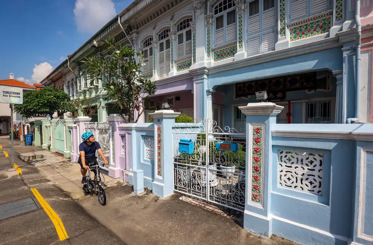 狭窄的门面和美丽的设计是传统土生华人房子的代表。（摄影 / 叶振忠）