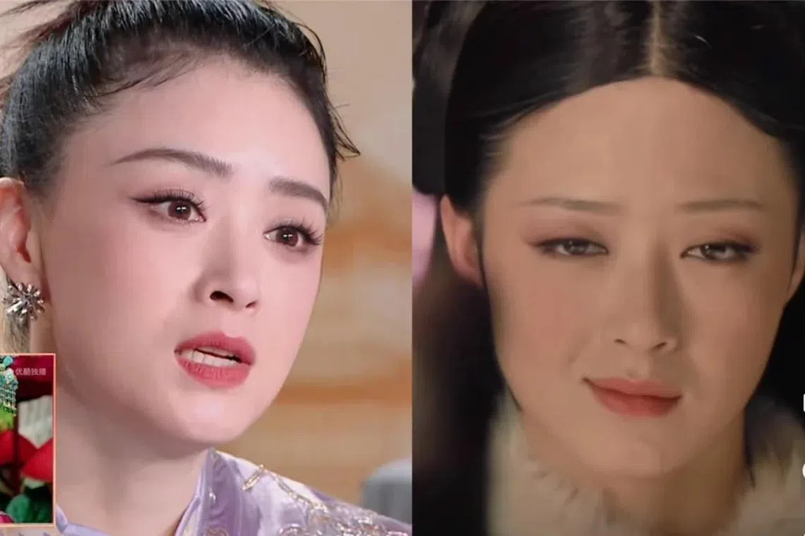 蒋欣（左）在《甄嬛传》里饰演“华妃”而有“工伤”。（互联网）