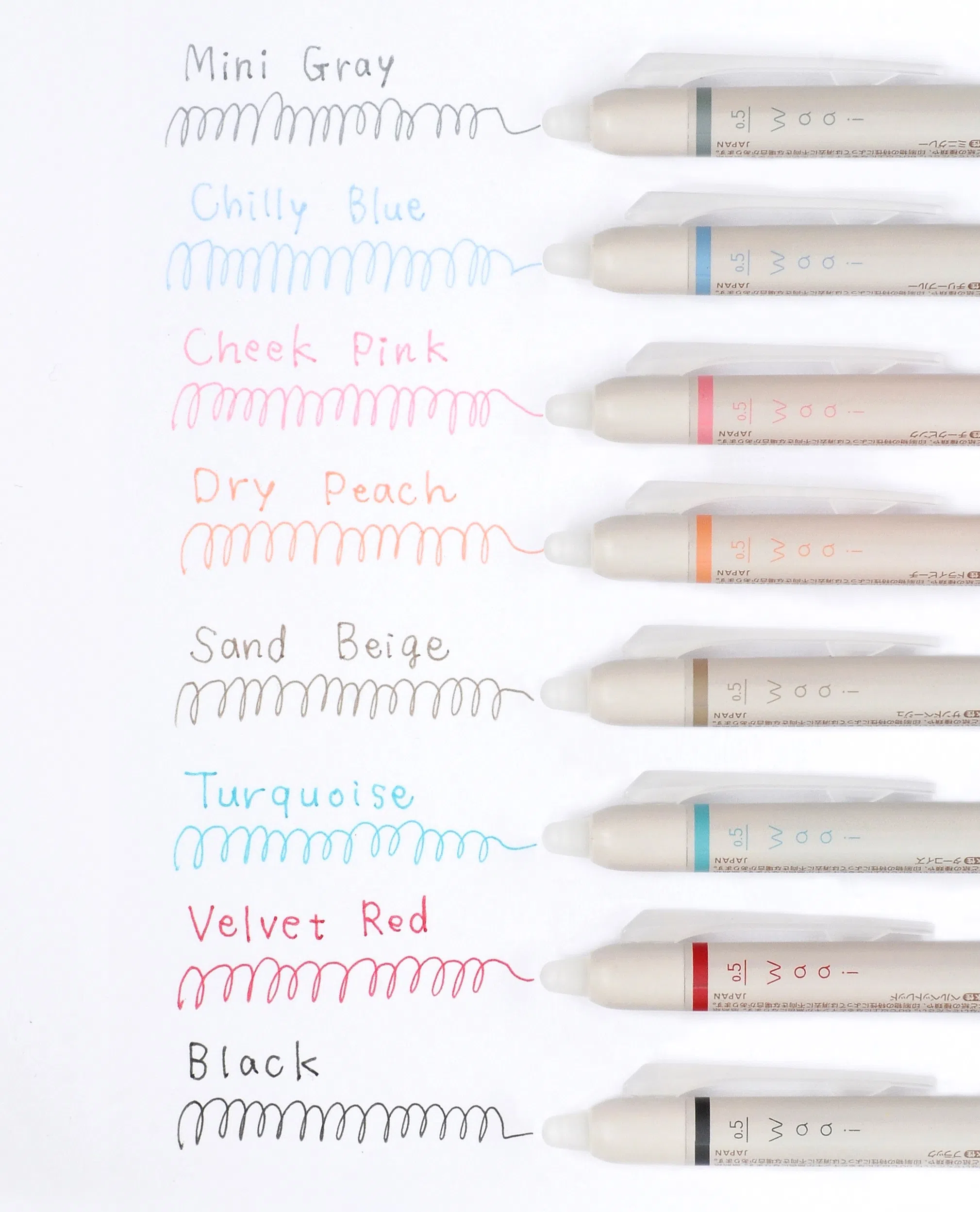 Pilot Frixion Waai系列推出8款颜色可拭擦感温胶凝墨水笔。（Pilot提供）