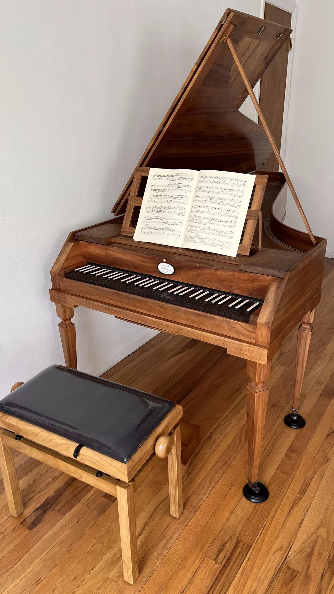 陈颖涵的古钢琴是莫扎特1780年代曾拥有的古钢琴原比例复制品。（受访者提供）