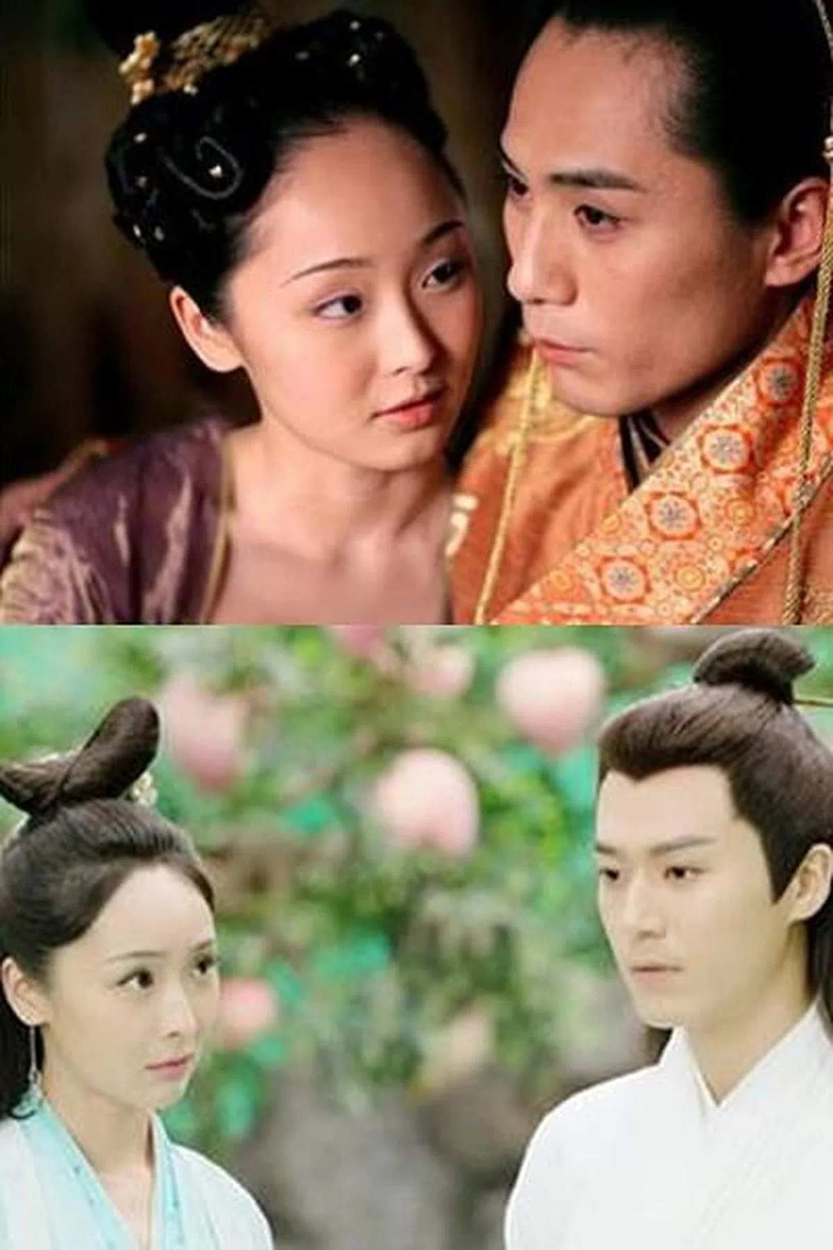 李曼在电影《满城尽带黄金甲》和刘烨对戏（上图左），受到瞩目，到了电视剧《天乩之白蛇传说》演小青蛇，和任嘉伦对戏却没有产生水花。（剧照）