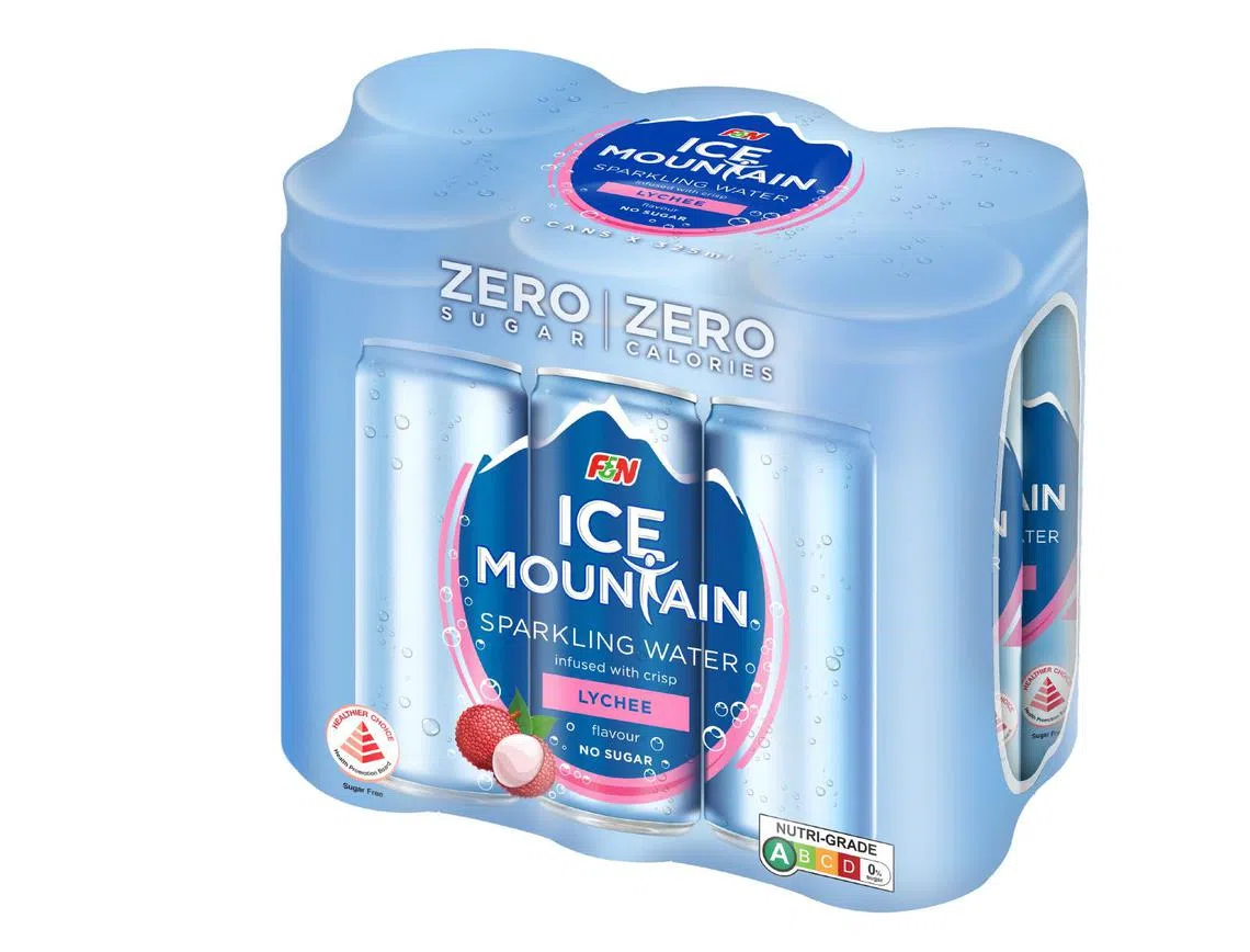 Ice Mountain近期推出全新的荔枝口味气泡水，营养等级为A级。（品牌提供）