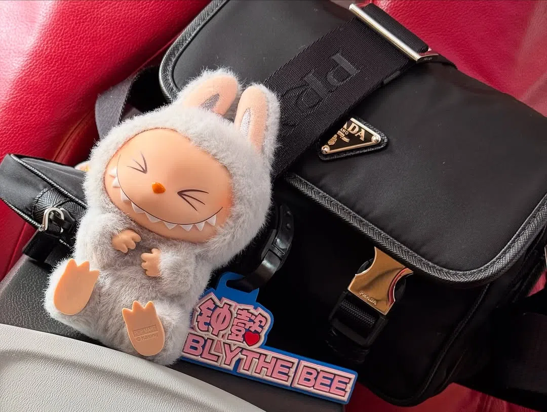 锺镇涛的包包挂着Labubu玩偶。（取自锺镇涛IG）