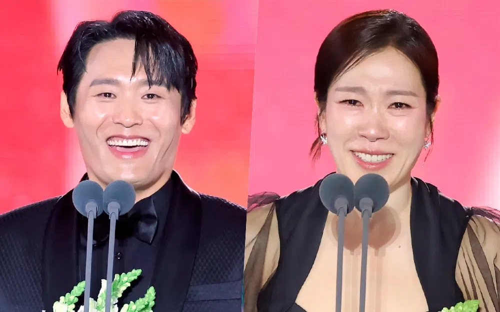 《苦尽柑来遇见你》的崔代勋（左）和同剧的廉惠兰拿下最佳男、女配角奖。（取自百想艺术大赏IG）