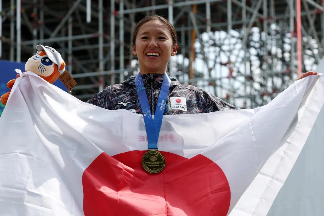 梶本一花为日本夺得首金，也拿下个人本届赛事第二枚奖牌。（路透社）