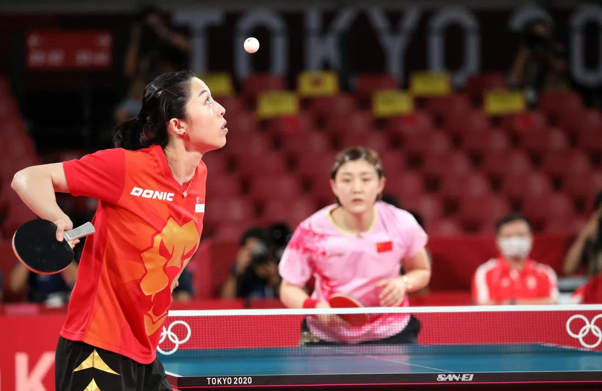 于梦雨今早在女子单打半决赛对上世界第一、中国乒乓球员陈梦。（邝启聪东京摄）