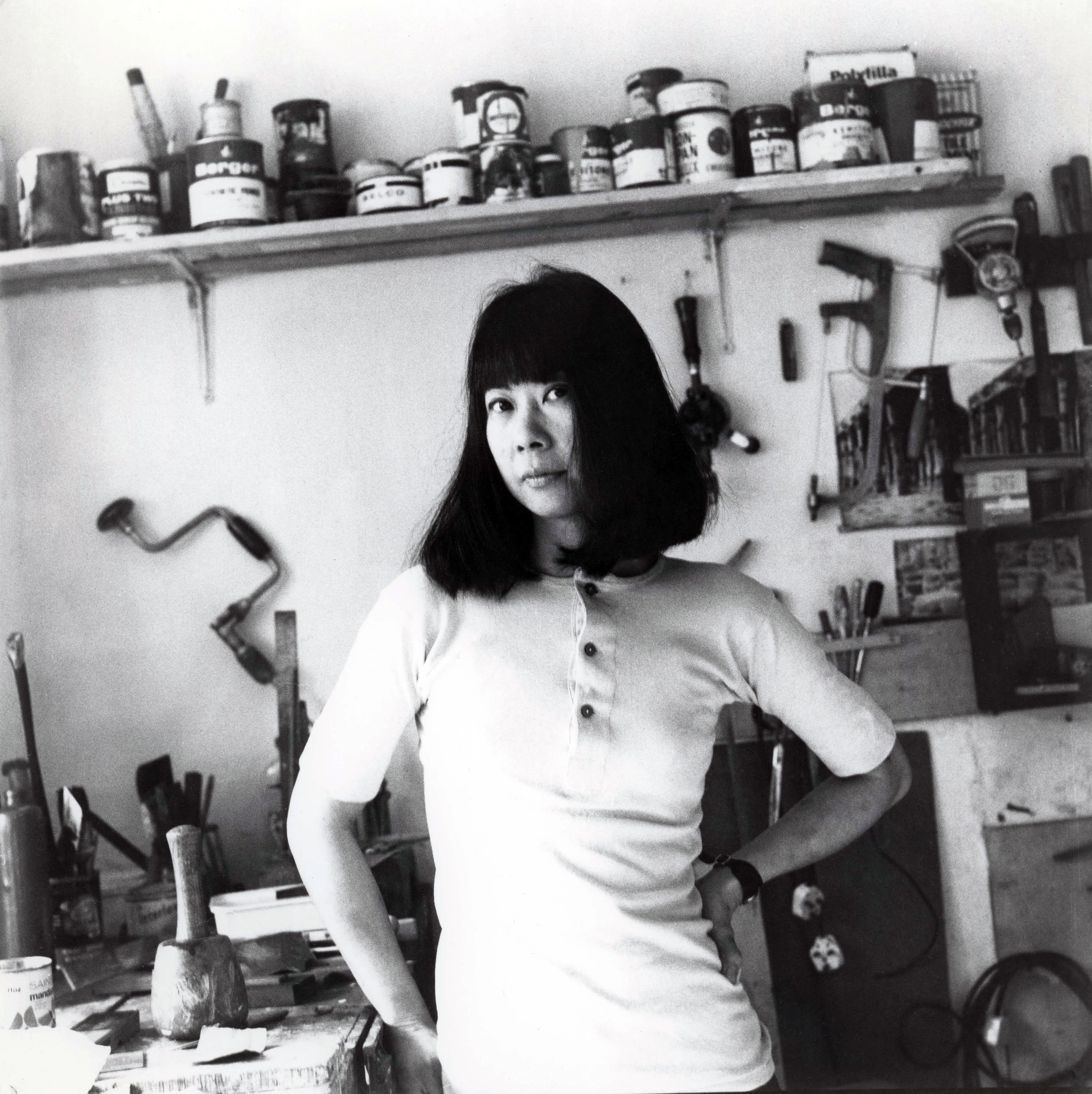 雕塑家林真金1960年代在工作室。（林真金遗产提供）