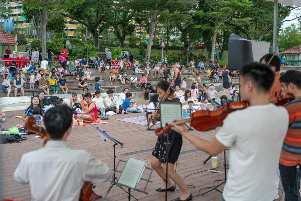 2024年9月28日，CMAS在实里达下段蓄水池为义顺南居民举办露天公益音乐会。（董帝均提供）