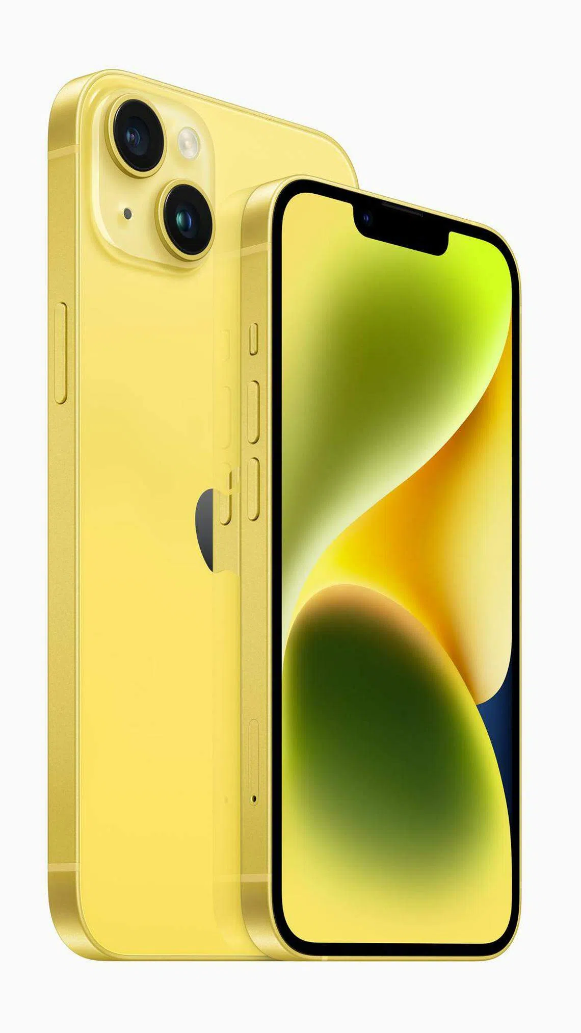 黄色iPhone 14及iPhone 14 Plus颜色明亮，惹人注目。（厂商提供）
