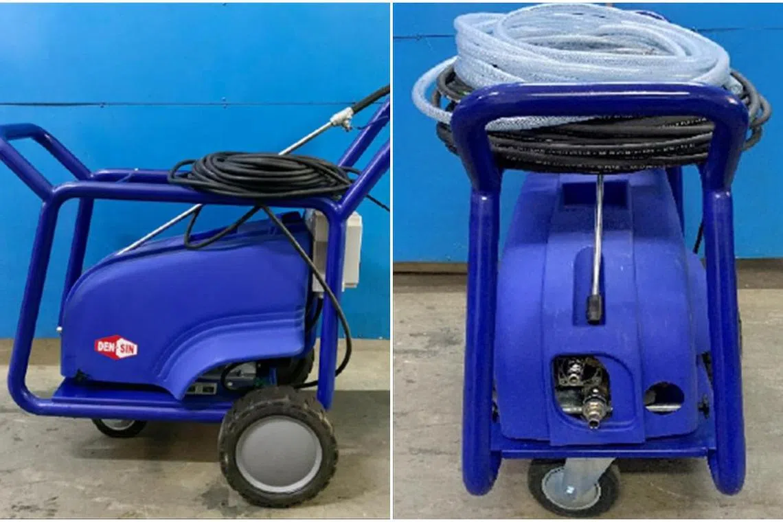 这款高压清洗机的用水效率比传统清洗机高两成。（公用事业局提供）