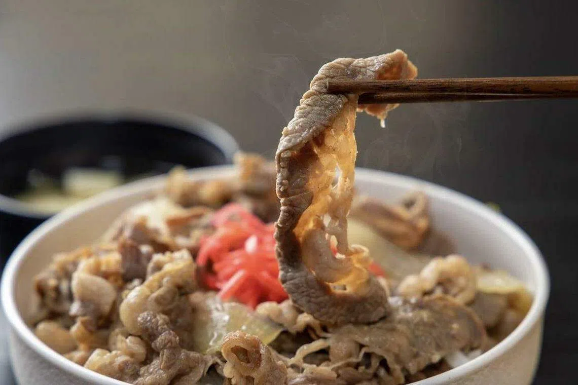 佐藤一穂每天为妻儿准备日式家庭料理，例如牛肉盖饭。（佐藤一穂提供）