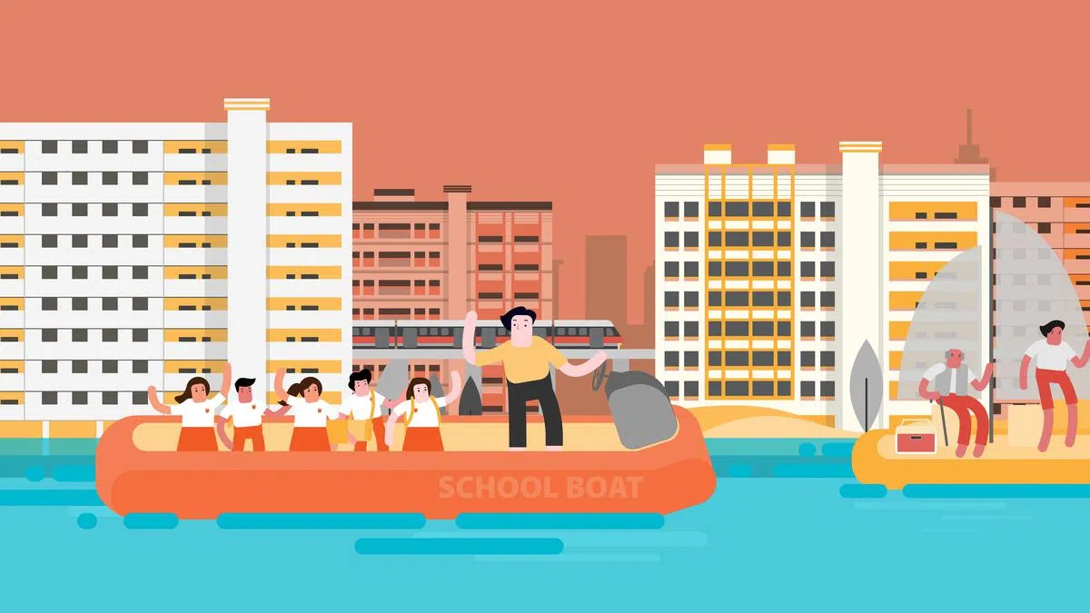 若新加坡长期淹水，天天只能以船代步，你我的生活会出现怎么样的改变？（图/新报业媒体）