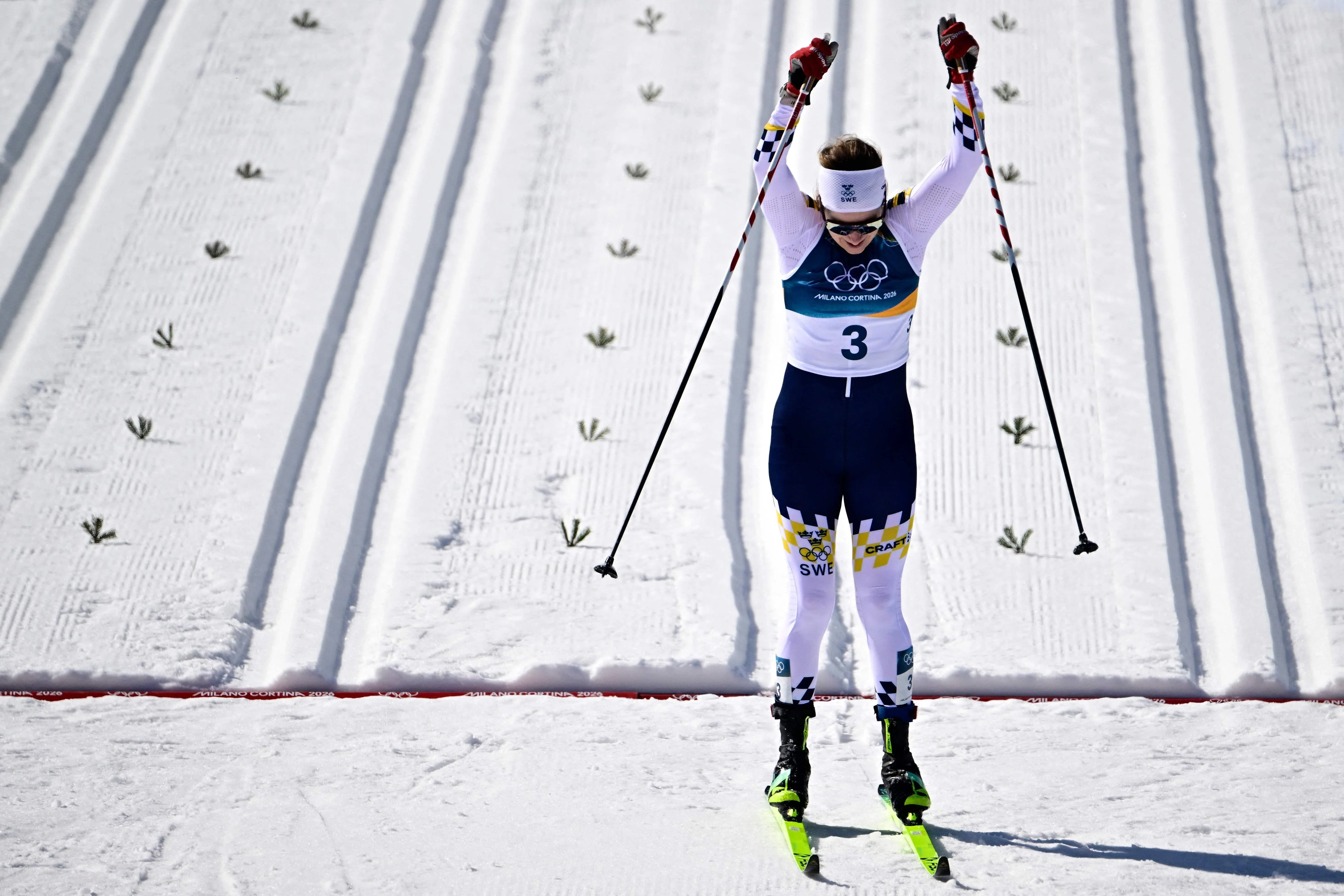 在本届摘下三枚银牌后，埃巴·安德松终于在最后一个比赛日取得个人奥运首金。（法新社）