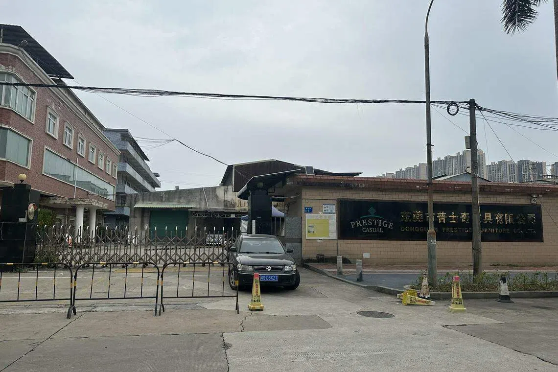 有11年历史的东莞普士奇家具公司今年8月传出倒闭的消息。厂房目前已被法院查封。（林煇智摄）