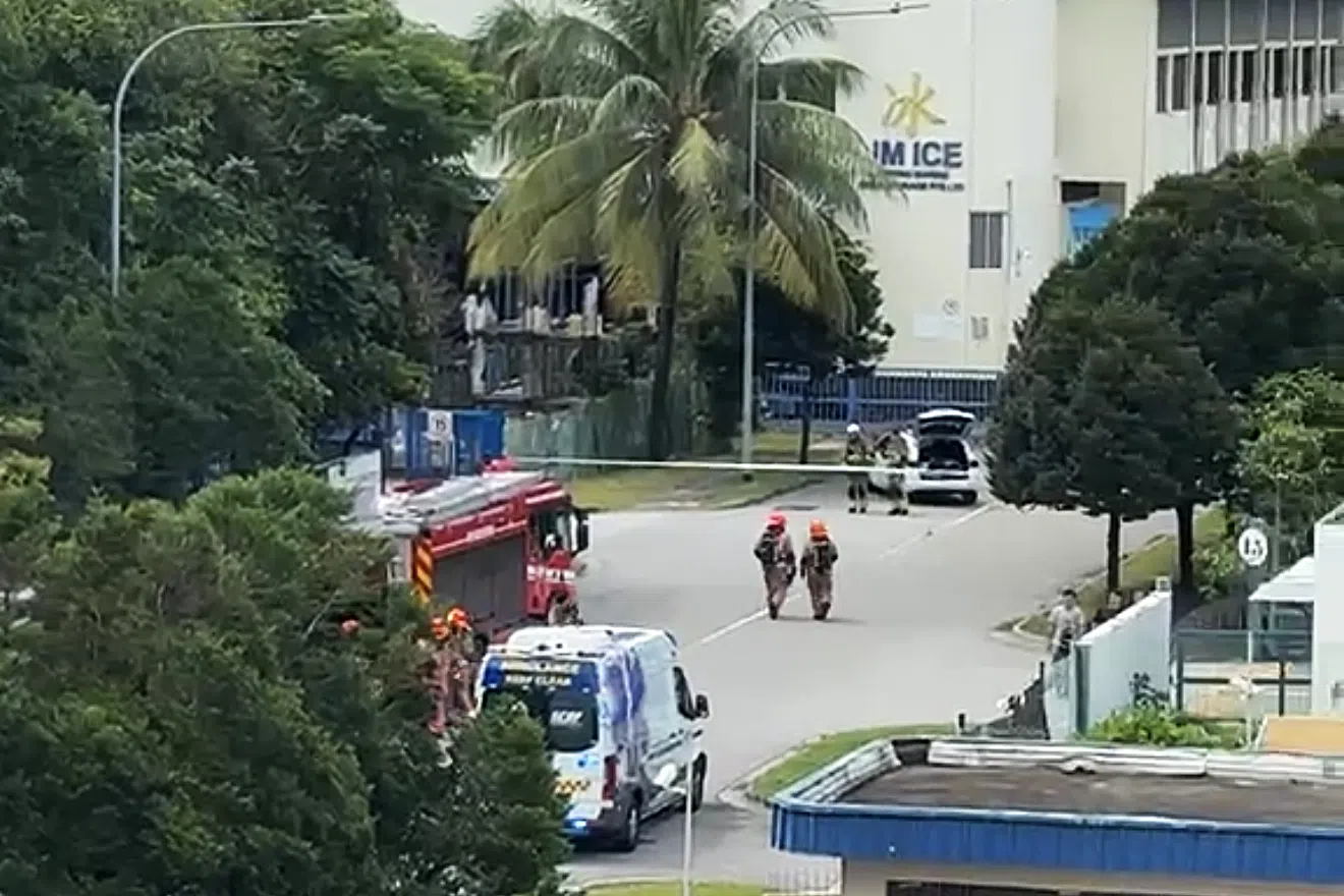 新加坡民防部队上午11时45分接获通报，指渔港路（Fishery Port Road）一家制冰厂发生氨气泄漏。（读者提供）