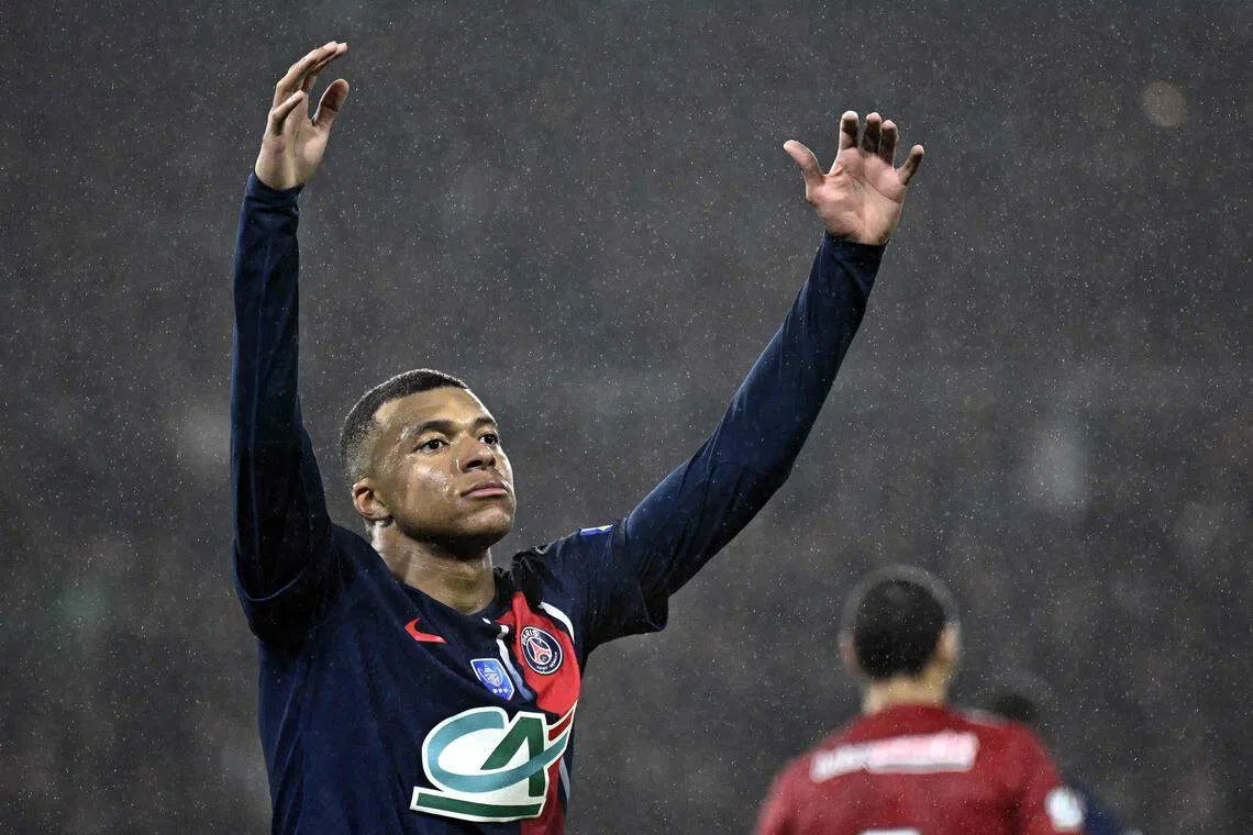 尽管还没敲定加盟皇家马德里事宜，但姆巴佩不受影响，本赛季至今场均进球超过一个，是他多个赛季以来最出色的表现。（法新社）