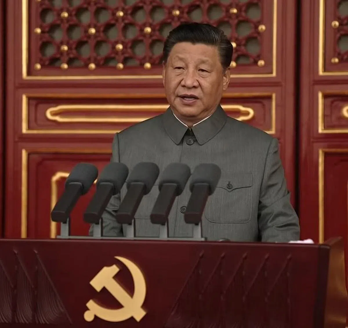 中共总书记习近平在庆祝中国共产党成立100周年大会上发表讲话。（央视Youtube视频截图）