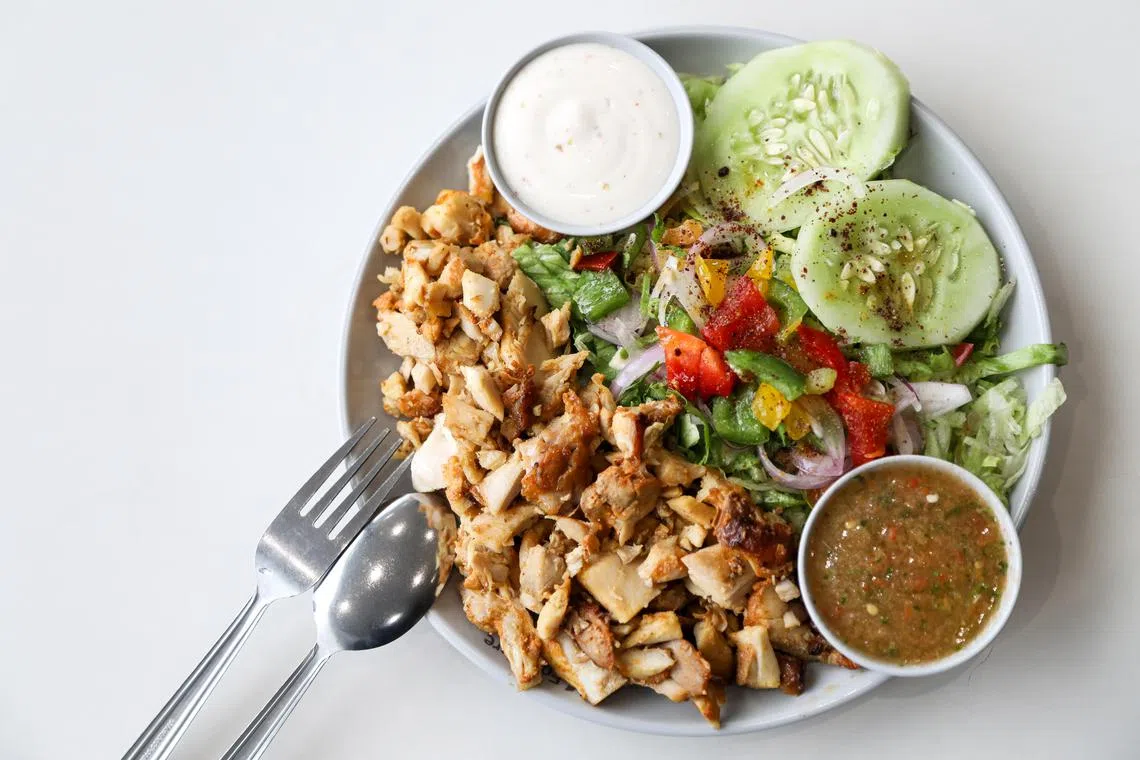 Kebab烤肉沙拉，烤肉喷香，蔬菜爽脆。（刘欣怡摄）
