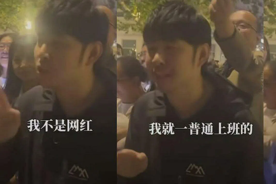 “山寨周杰伦”忙着解释自己也是来看演唱会的。（互联网）