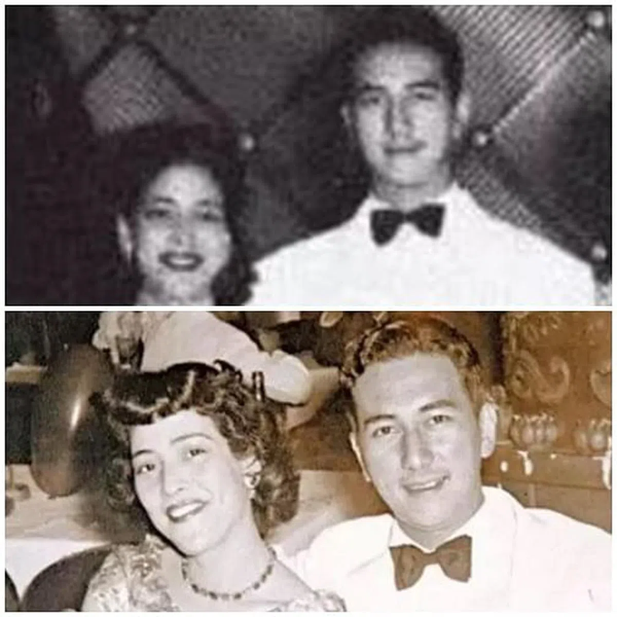 蓝琼缨（上图左）与黎婉华（下图左），都是未满20岁就嫁给何鸿燊。（互联网）