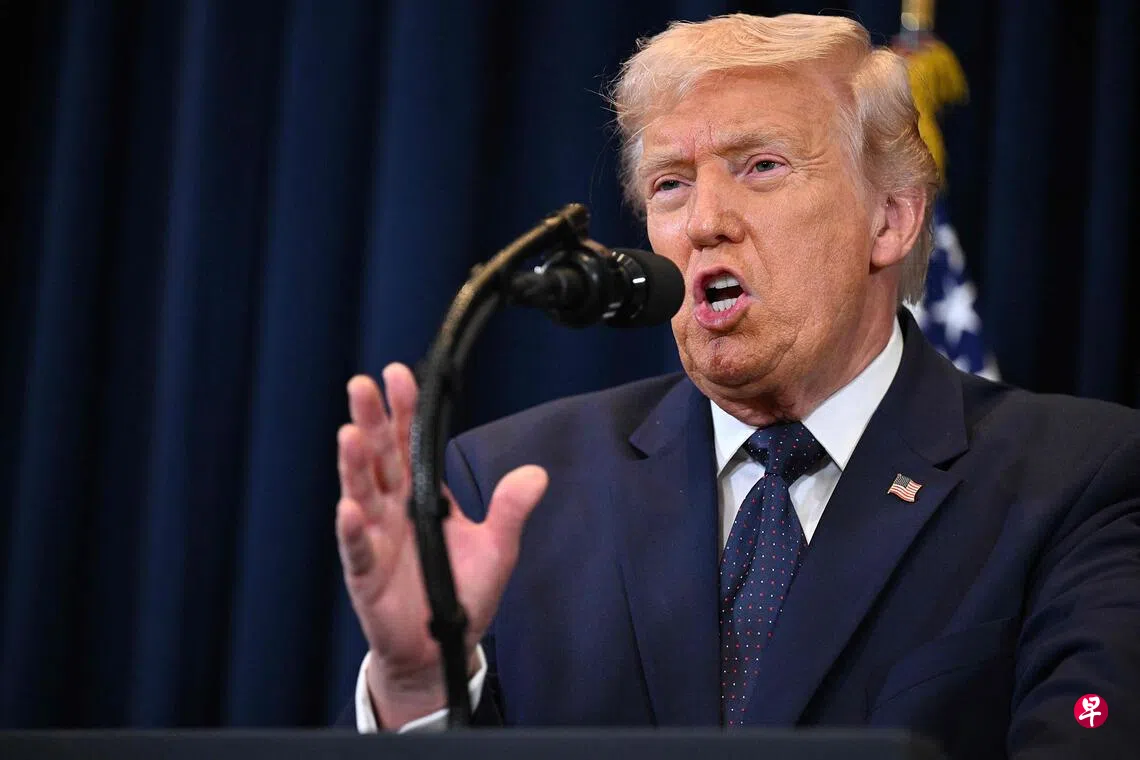 美国总统特朗普告诉媒体，美以对伊朗的战争进展顺利，远远超前于计划进度。图为特朗普3月9日在佛罗里达州多勒尔出席记者会。 （法新社）