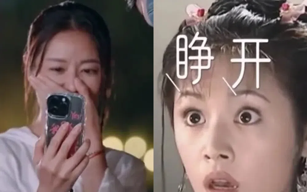 林心如观看“紫薇”的失明戏。（互联网）