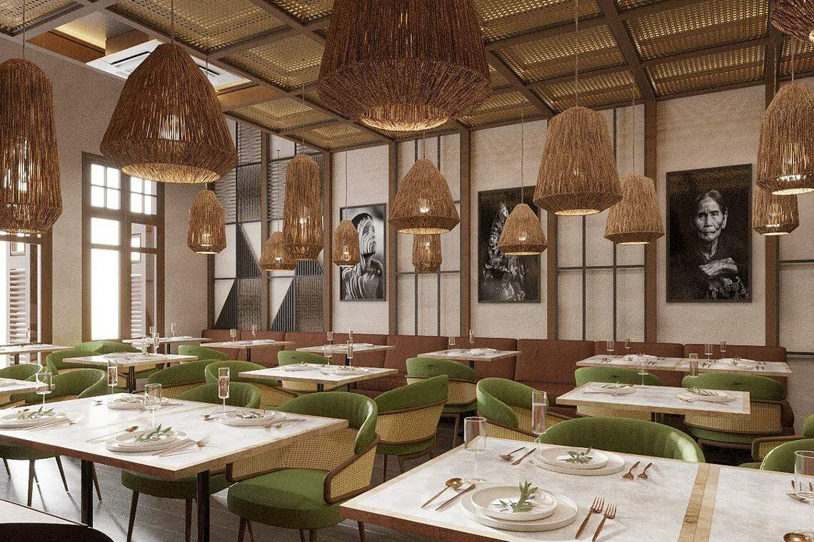 餐馆二楼主要用餐区的装潢讲究，展现多国风情。（餐馆提供）