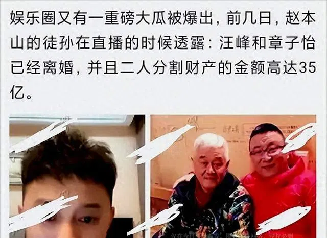 赵本山徒孙很早就透露章子怡和汪峰已经离婚。（互联网）