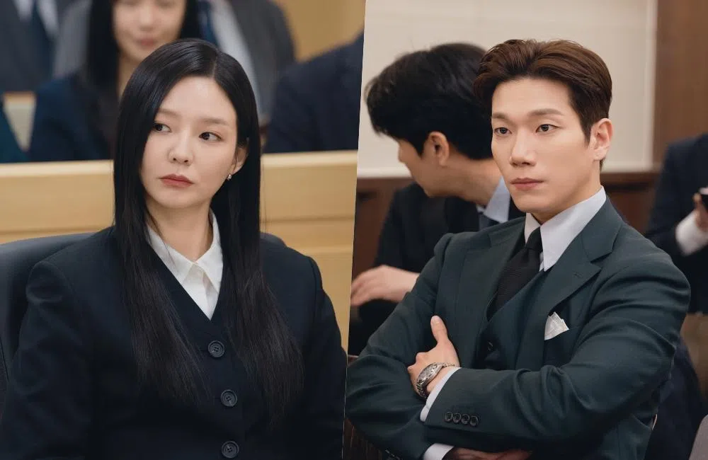 李絮饰演的韩娜贤（左图），工作能力出色，被金景南饰演的律师所代表梁徒境（右图）视为最佳伙伴。（Viu提供）
