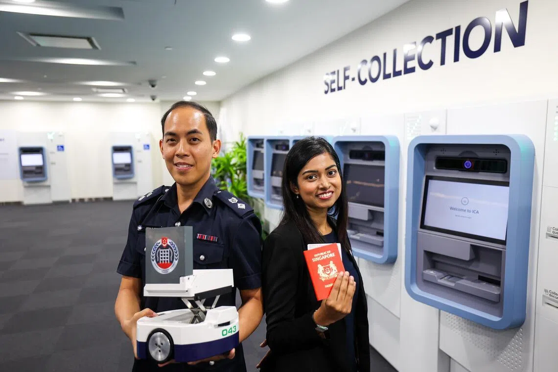 移民局政策与发展司高级经理胡显祥副监察（左）与服务中心客户运营高级经理阿鲁娜受访时道出设计iSMART的考量，以及新系统解决了哪些痛点。（林明顺摄）