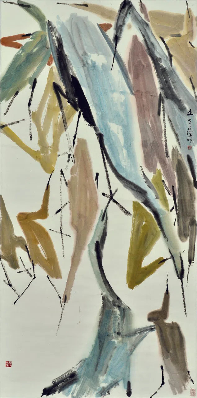 陈文希水墨画《群鹭》。（秋斋珍藏）