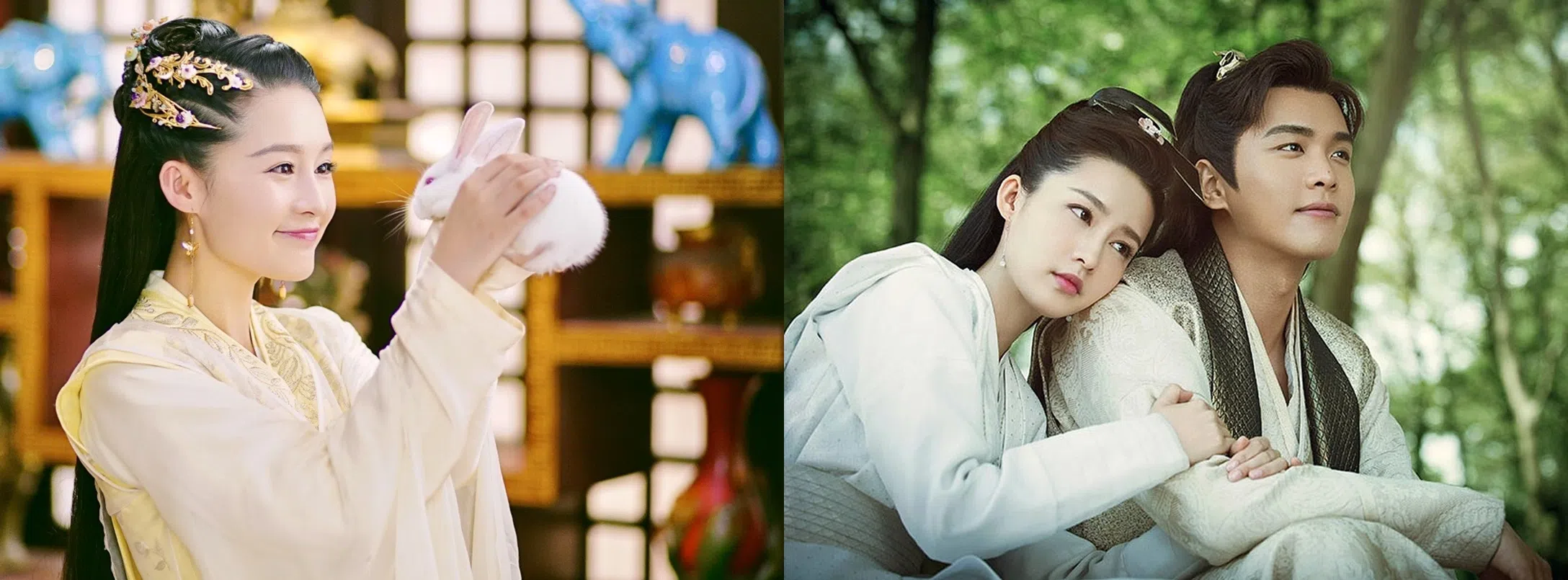 李沁在《楚乔传》饰演为爱执着的元淳公主（左），剧中坏得让人心疼。右图为她与张若昀主演的2019年夯剧《庆余年》剧照。（互联网）