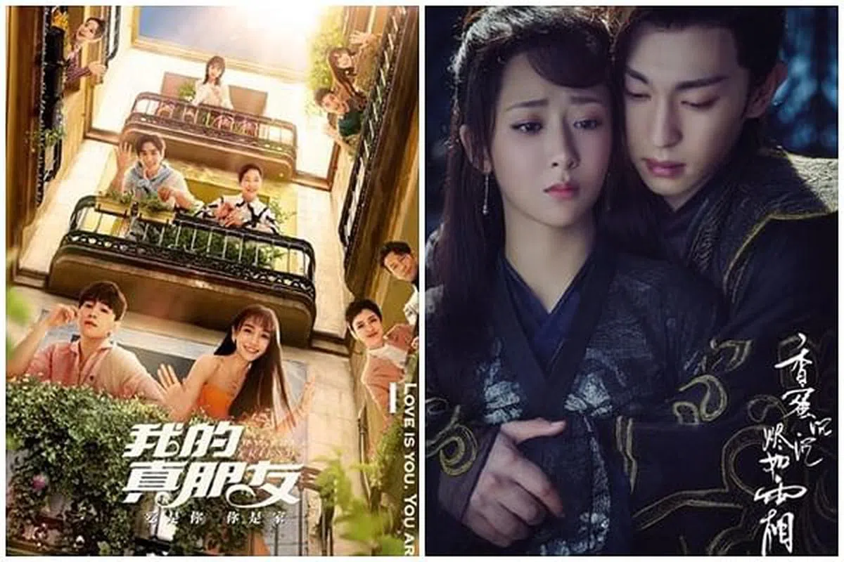 邓伦曾和杨颖合演《我的真朋友》（左）、和杨紫合演《香蜜沉沉烬如霜》。（互联网）