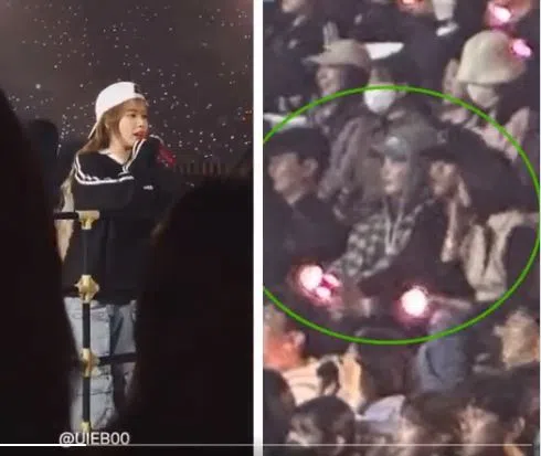 IU（左图）世界巡演起跑，男友李钟奭（圈图者）低调支持。（互联网）