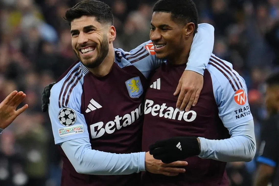 
维拉的借将阿森西奥（左）和拉什福德（右）发挥出色，或为客场作战的维拉带来胜机。（路透社）