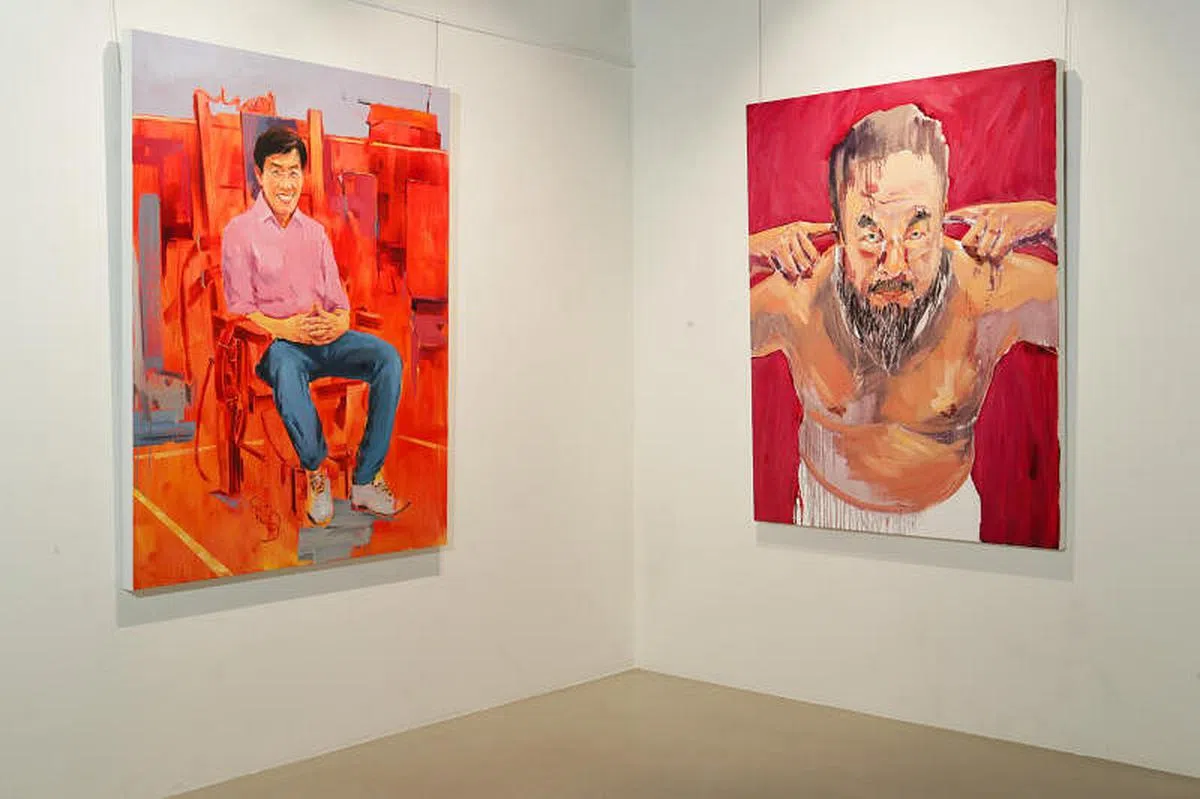 巫思远笔下未能进入国会的徐顺全（左图）与艾未未肖像画《听不见邪恶》。