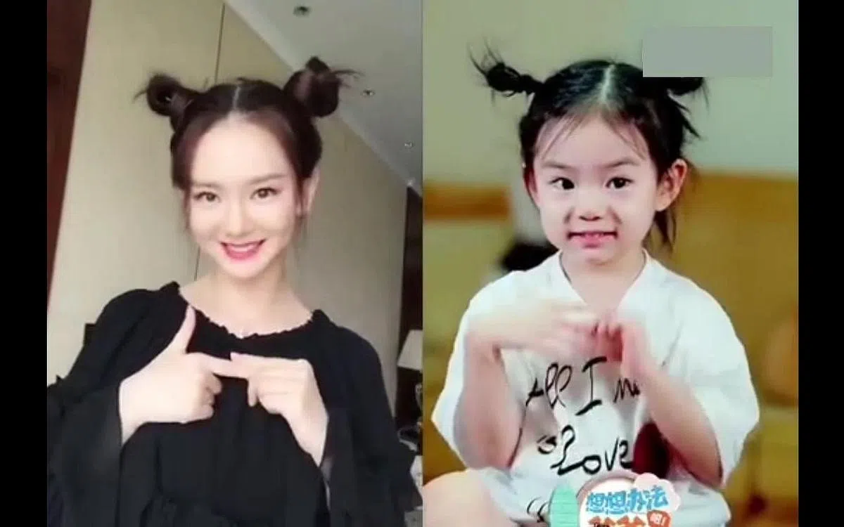 网友都大赞Lucky是缩小版的戚薇。（图/互联网） 