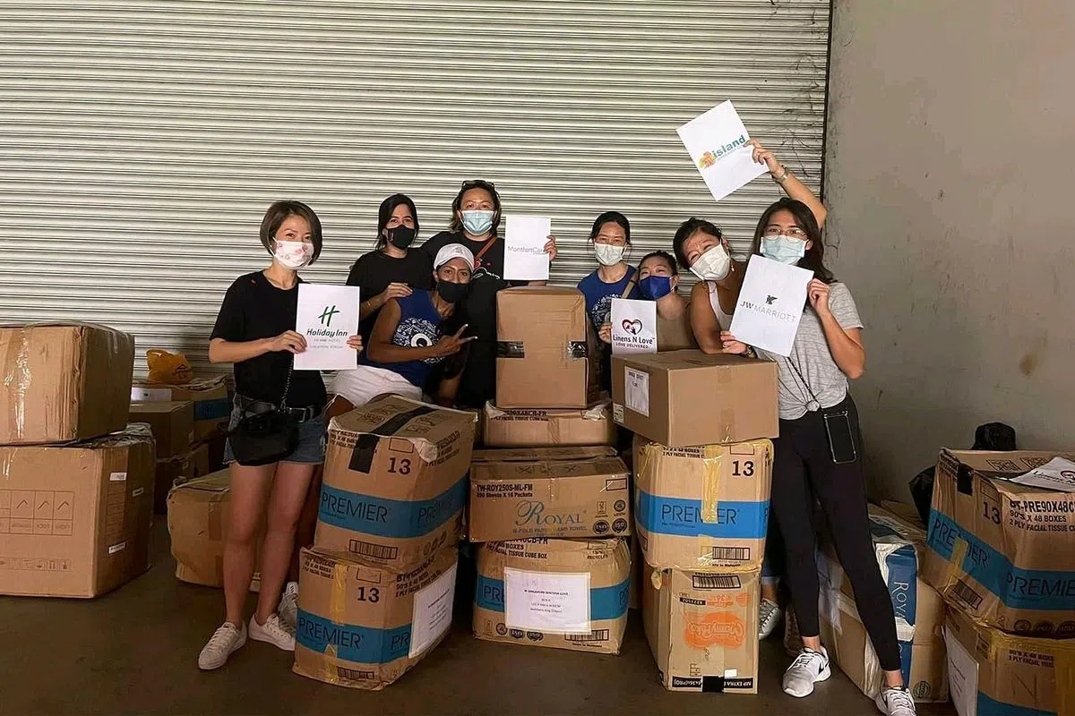 Expedia集团志工于2021年收集旧床单等布料废料，交由Linens N Love升级再造为有用的物品。（图/商家提供）