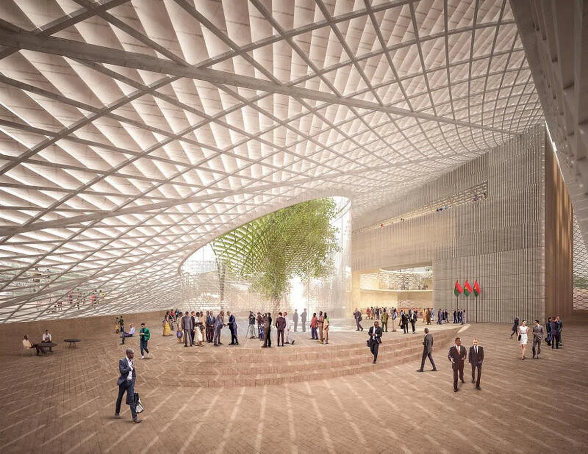 凯雷目前正在设计和重建2014年在布基纳法索暴乱中被捣毁的国会大厦。（Kere建筑事务所提供效果图）