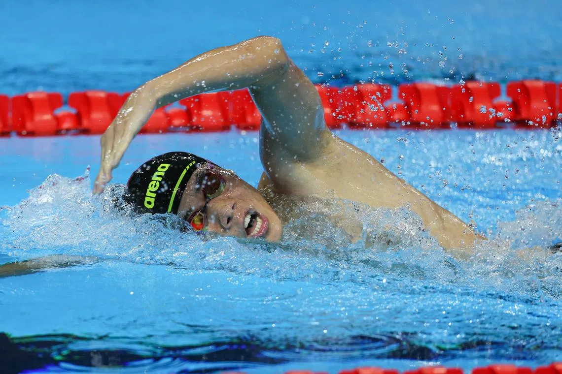 我国泳手林峻纬在男子400米自由泳止步预赛。（张俊杰摄）